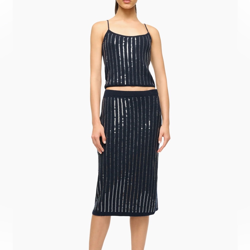 Staud Mimi Sequined Midi-Skirt